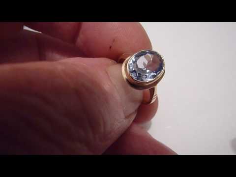 Vintage 9ct Gold & Blue Topaz Dress Ring. Size. J