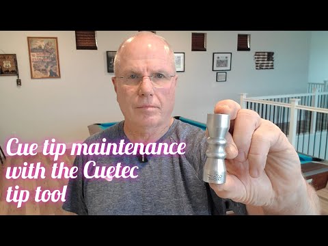 Pool cue tip maintenance with the Cuetec tip tool.