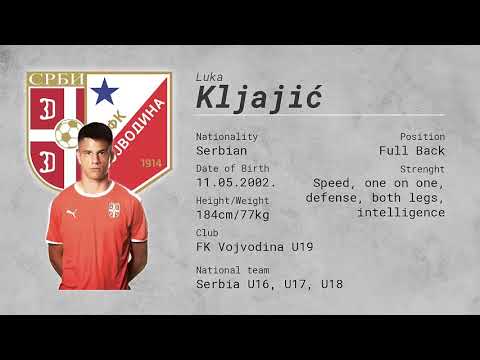 Luka Kljajic - FK Vojvodina U19 - Full Back - HIGHLIGHTS