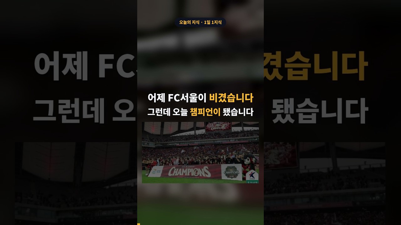 어제 FC서울이 비겼는데, 오늘 챔피언이 됐습니다 #FC서울 #K리그우승 #축구 #스포츠뉴스 #K리그1