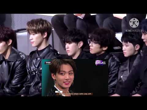 (INDO SUB)SEVENTEEN REACTION BTS SPEECH WIN ALBUM OF THE YEAR MAMA HK 2018