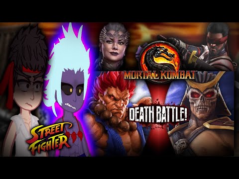 Street Fighter react to Mortal Kombat + Akuma vs Shao Kahn (Death Battle) | Gacha React 🇧🇷🇺🇸
