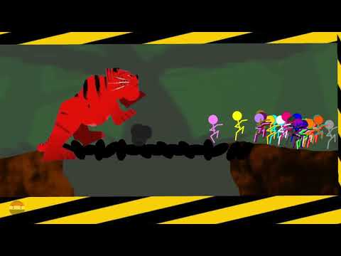 Escape the GIANT TIGER - Survival Stickman Race in Algodoo