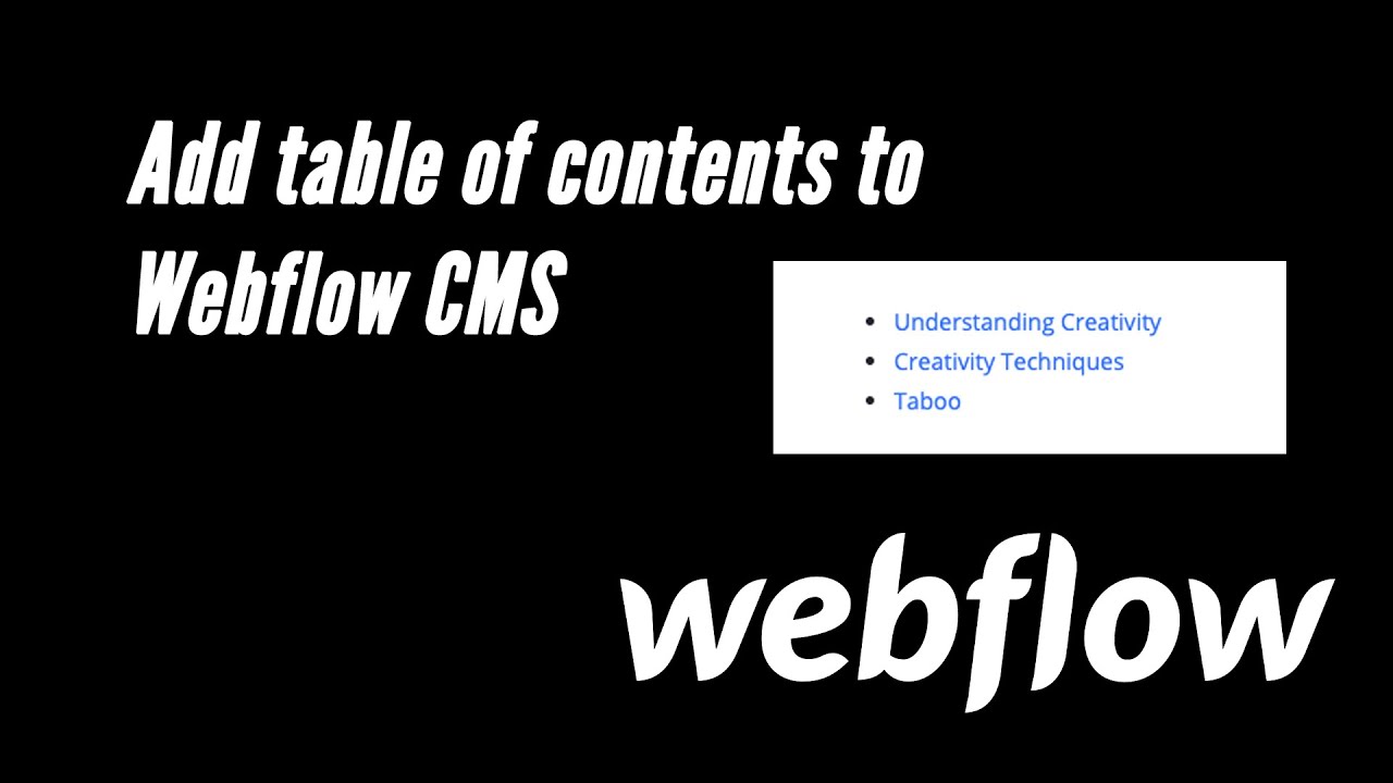 How to add a table of contents into a Webflow CMS item (anchors)