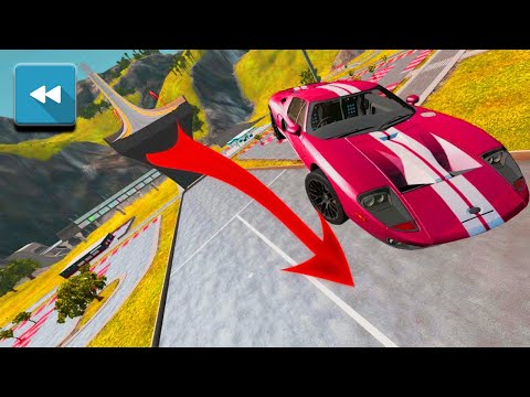 REVERSE Cars Vs Chains | Cars Vs Giant Ramp | Big Ramp Jumps With Expensive Cars #15 - Beamng Drive