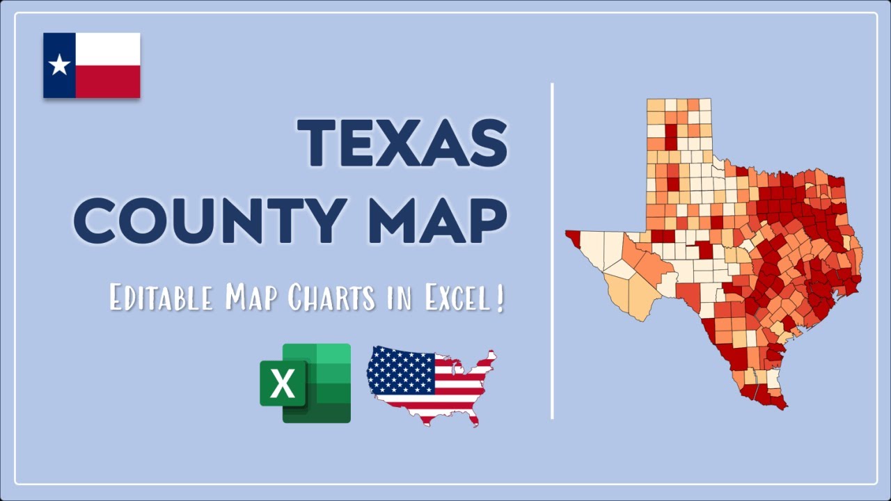 Texas County Map in Excel - Counties List and Population Map