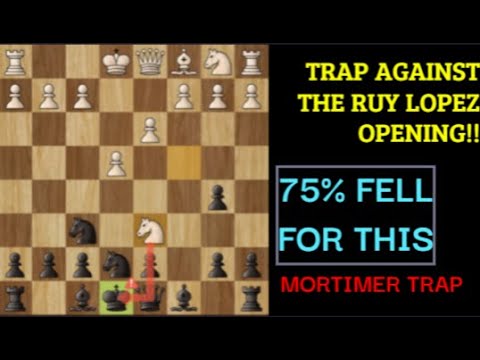 Chess tricks & traps in the ruy lopez opening | Mortimer Trap | win in 9 moves