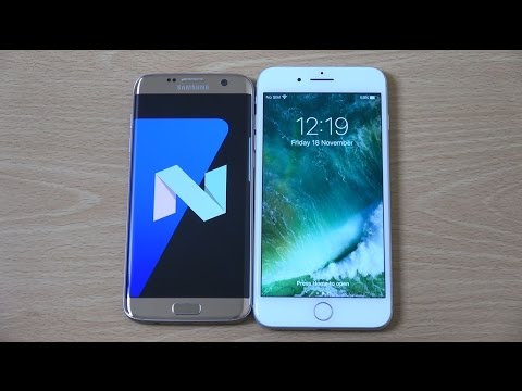 Samsung Galaxy S7 Edge Android 7.0 Nougat Beta vs iPhone 7 Plus - Speed Test!
