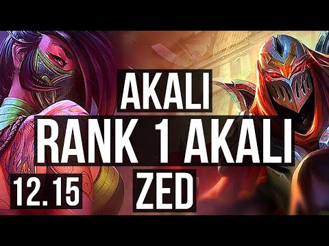 AKALI vs ZED (MID) | Rank 1 Akali, 3/1/3, Rank 14 | TR Challenger | 12.15