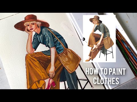How to paint clothes using gouache PART 1