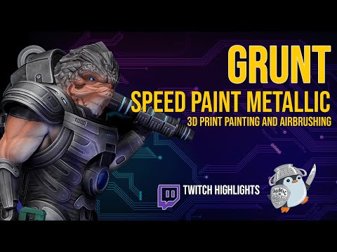 Simple Metallic painting technique with Grunt. Easy 1 hour 3D print speed paint.