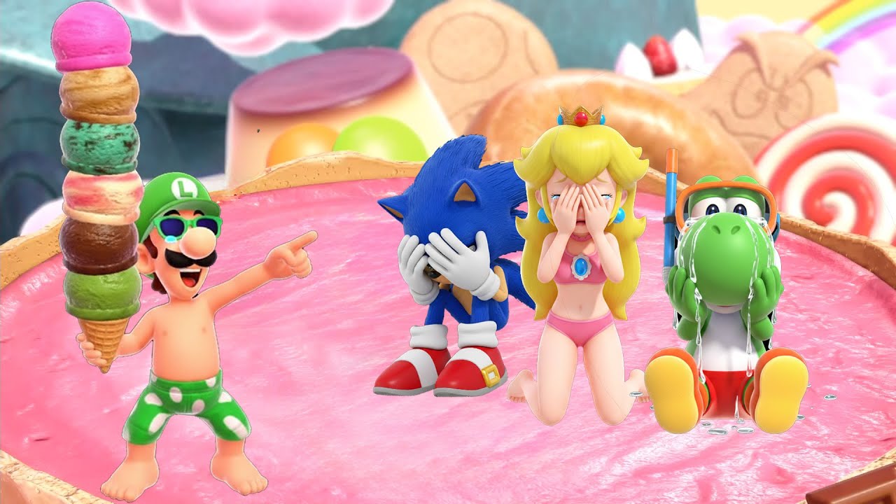Mario Party Superstars MOD: Sonic vs Bikini Peach vs Luigi vs Yoshi (Coin Battle)
