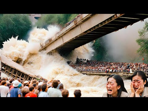 Dams are failed, bridges are collapsed from historic floods in Guangdong, China