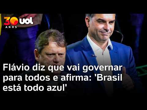 Flávio Bolsonaro afirma que ‘Brasil está todo azul’; diferença entre ele e Lula foi de 1,87%