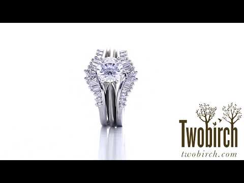 0.54ct. Fan Shaped Baguette and Round Ring Guard - TwoBirch TB-GUARD-0023-WG-H