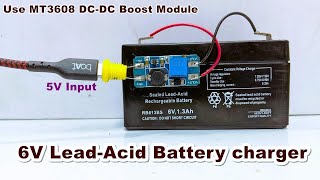 how to charge a 6V Lead-Acid Battery using 5V Power Supply With DC-DC Boost Converter  | POWER GEN
