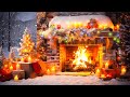 Christmas Music Fireplace Snow Falling ❄️Cozy Christmas Fireplace Instrumental 🔥 Christmas Fireplace
