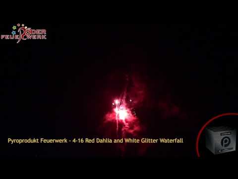 4 16 Red Dahlia and White Glitter Waterfall - Pyroprodukt Feuerwerk