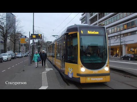 RET Tram 4 op Heer Bokelweg bij GLR en Hofplein Rotterdam 2020