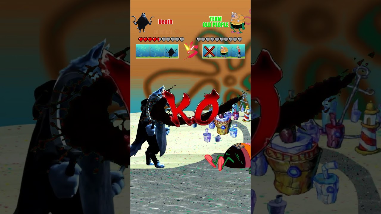 Death Wolf VS Team Old People #meme #spongebob #battle