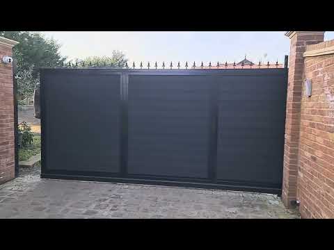 Cantilever sliding gate composite wood effect