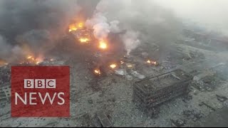 China explosion: Drone footage shows Tianjin blast site - BBC News
