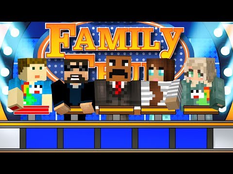 I WANT A COBBLE STONE PLAY BUTTON! *NEW* Family Feud* vs Crainer and Thea! in Minecraft!