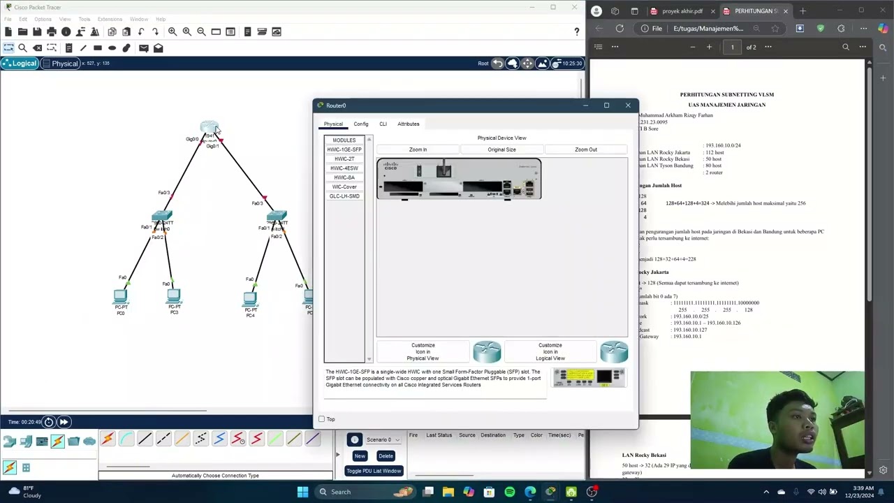 Subnetting VLSM Dinamis dengan RIP V2 Menggunakan Cisco Packet Tracer