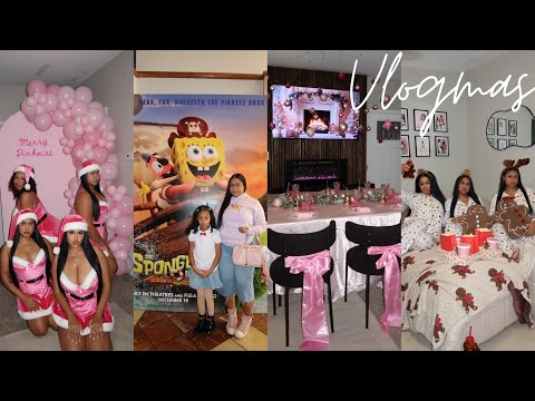VLOGMAS | Pinkmas Girls Night + Sisters Night In + Self Care + SpongeBob Movie +Gift Exchange+Baking
