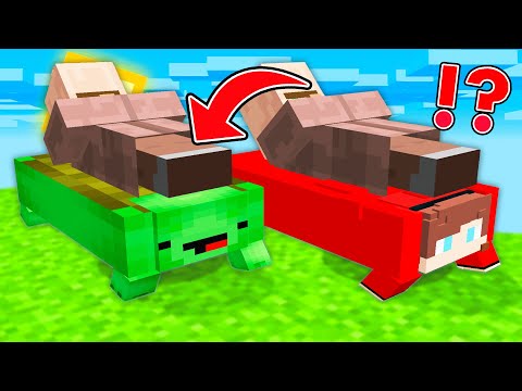 Mikey & JJ Bed Transformation Causes Chaos in Minecraft Village!
