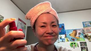 ターバンしたままですみません。スキンケアしながら43歳初めての一人旅話…。