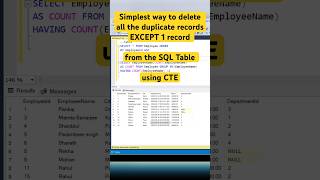 How to delete all duplicate records except one record from Table #coding #shorts #sql #sqlqueries