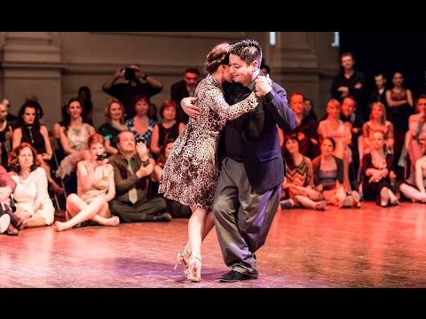  Juana Sepulveda  and  Carlos Espinoza  are  dancing  to  "  Temo  "  by  Orquesta Típica Victor  at  Brussels Tango Festival  in  2016