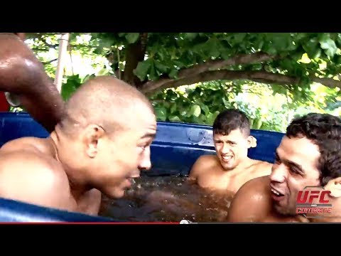 Aldo and Barão: Intense training session, including an ice bath on the rooftop.