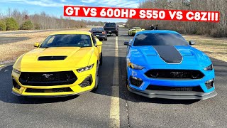 My 2024 Mustang GT VS The WORLD!!!! 600HP E85 Mach 1, C8 Z06, Dark Horse, and Raptor R Races!!!
