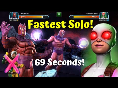 Fastest Act 7.1 Gwenperion Boss Solo! 69 Seconds! 600k HP! Magneto!  -Marvel Contest of Champions