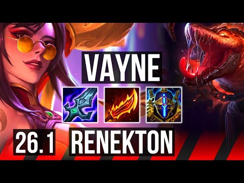 VAYNE vs RENEKTON (TOP) | Good KDA: 13/3/8, 44K damage | EUNE Master | 26.1