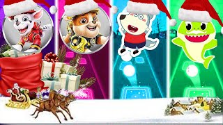 PAW Patrol: The Mighty Movie | MARSHALL VS RUBBLE VS Wolfoo VS BabyShark 🎄🎅Tiles Hop EDM Rush!