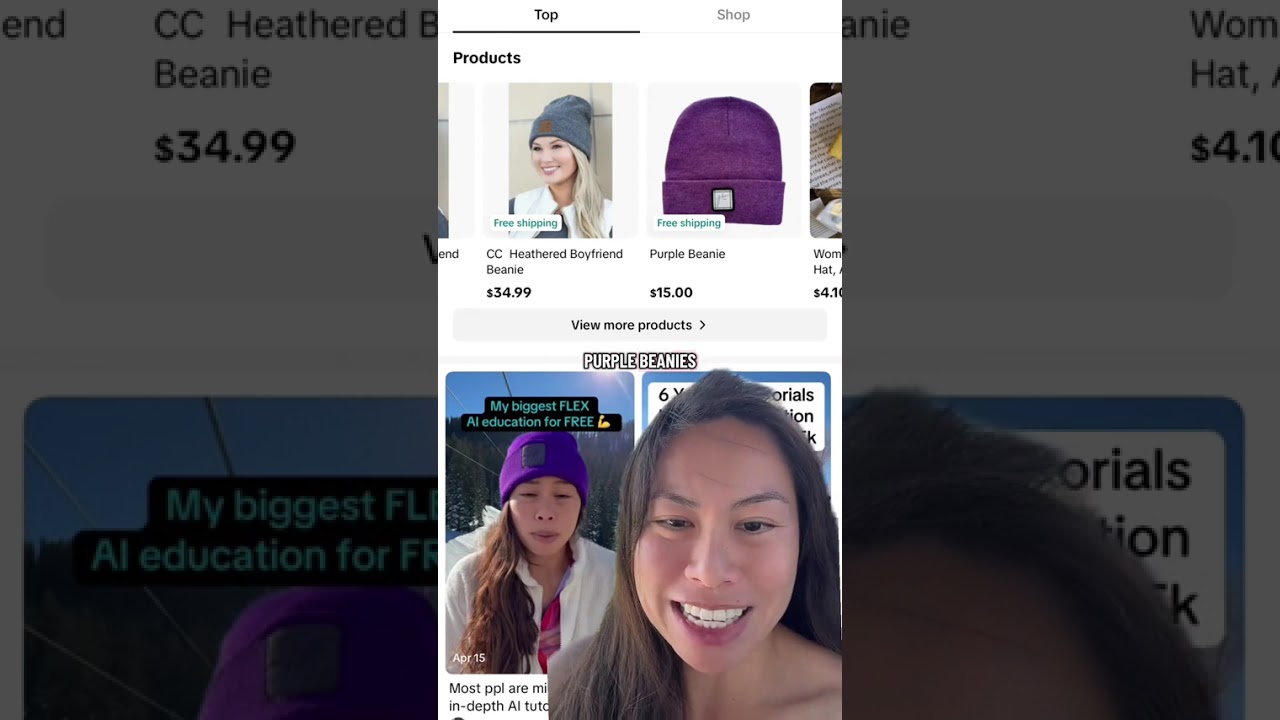 TikTok shopping AI worked pretty well finding similar sweaters and beanies to the one my AI clone wa