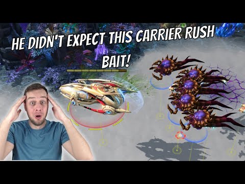 Zerg can't believe my CARRIER RUSH was a bait! Protoss 1-1-1 to Grandmaster #12 StarCraft 2