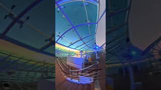 Walking along the open decks of the Star Princess during a quiet Caribbean sunset at sea.