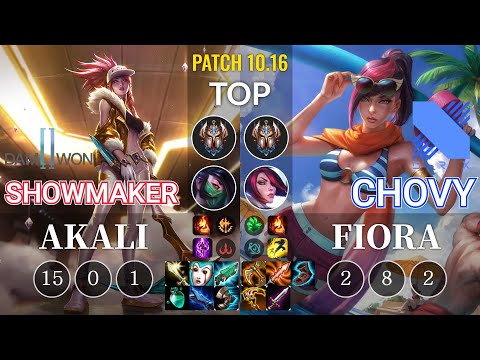 DWG ShowMaker Akali vs DRX Chovy Fiora Top - KR Patch 10.16