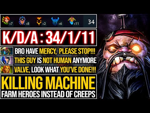WHEN PUDGE TURN ON FARMING HEROES MODE | OMG PUDGE POS3 29MINS WITH 34KILLS 7500HP | Pudge Official