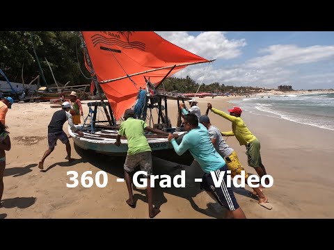 360°-Video: Brasilien, Ceará, Lagoinha: Ankunft einer/Chegada de uma  Jangada (Nov. 2019)