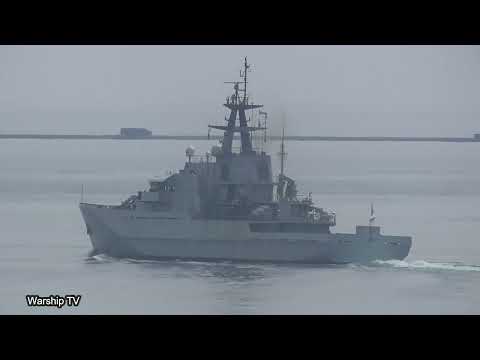 HMS MERSEY P283 LEAVES DEVONPORT NAVAL BASE FROM MOUNT WISE - 24th April 2022