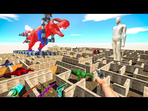 FPS AVATAR vs DINOSAURS ATTACK SPIDERMAN T REX DEADLY MAZE PARKOUR! - ARBS