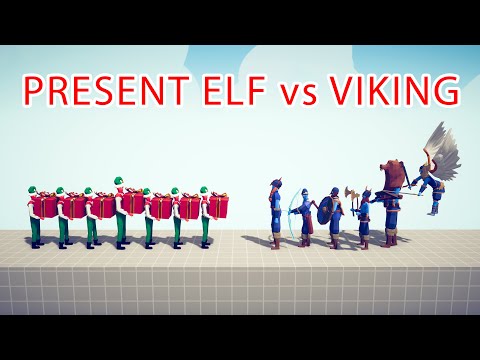 PRESENT ELF Team vs VIKING Team - Totally Accurate Battle Simulator TABS
