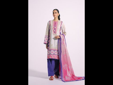 E0222 202 622 | ETHNiC Three Piece Suit | Printed Lawn | Unstitched