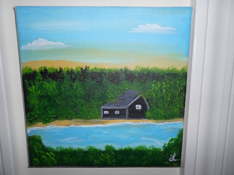 #Acrylic Painting #Cottage|#Painting #Cottage on #Lake|#Painting #Forest|#Easy| |@elainemariearts5