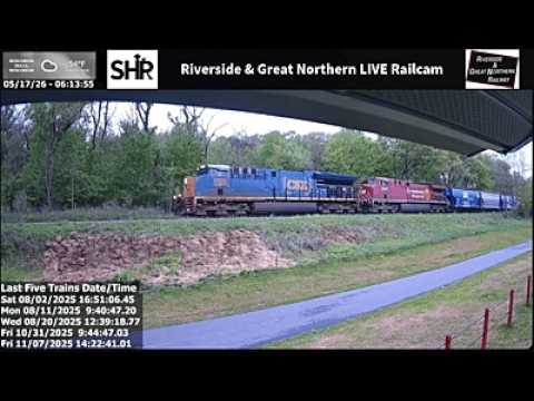 Live webcam view of Riverside & Great Northern CPKC Mainline Railcam
